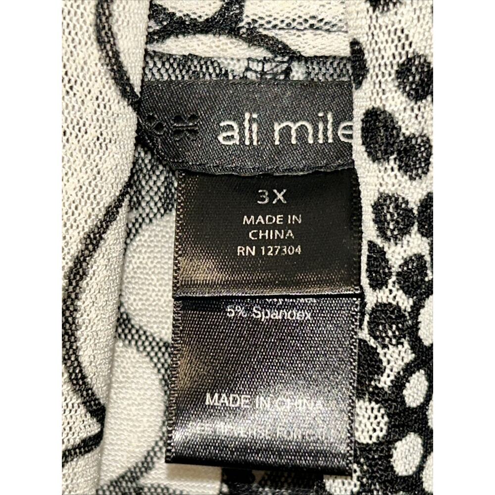 Ali Miles Cardigan Womens Plus 3X Black White Sheer Mesh Sweater Lightweight - Picture 5 of 13